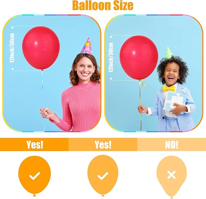 Colorful Balloons 200 PCS, Assorted Color 12 Inches Rainbow Latex Balloons with Bonus Confetti, 10 Bright Colors Party Balloons for Birthday, Wedding, Baby Shower, Decoration (Round-200)