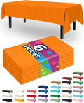 Pureegg Plastic Table Cloth Disposable 6 Pack, 54 x 108 Inch Table Cloths, Halloween Party, Thanksgiving Decorations, Harvest, Fall Tablecloths, Rectangle Tables, Waterproof, Orange