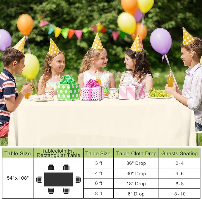 Smiry Disposable Table Cloth - 15 Pack, 54 x 108 Inch Waterproof Rectangle Tablecloths for Parties, Decorative Plastic Table Cover, Leakproof & Sturdy, Beige
