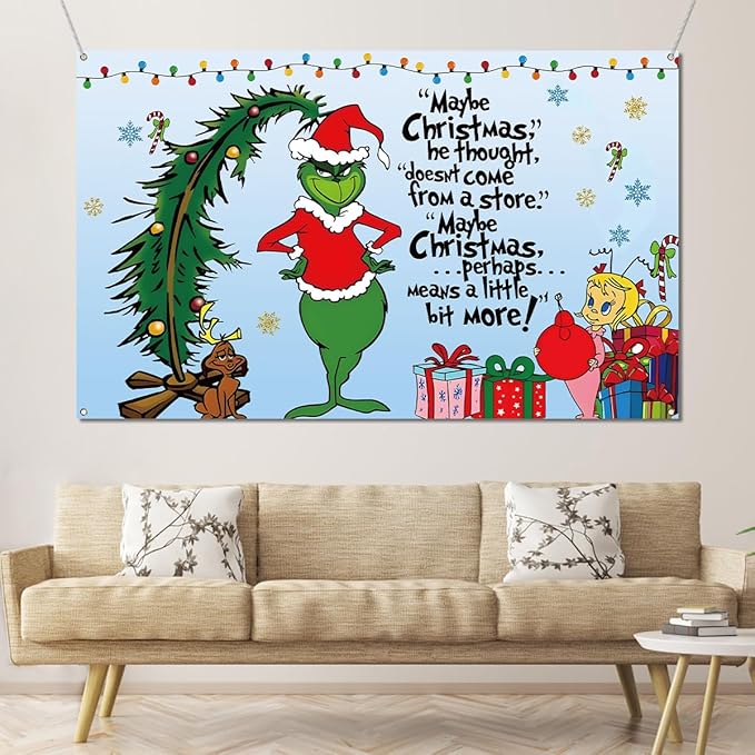 Sunwer Merry Christmas Photo Booth Backdrop Green Elf Winter Holiday Party Decor Xmas Indoor Outdoor Wall Hanging Background Decoration Supply (5.9×3.6ft)