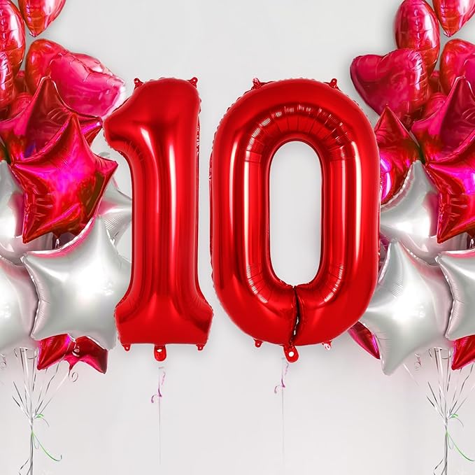 Red Number 0 Balloon 40 Inch, Big Large Foil Helium Number Balloons, Jumbo Giant Mylar Number 0 Balloons for Birthday Red Party Decorations Supplies Anniversary