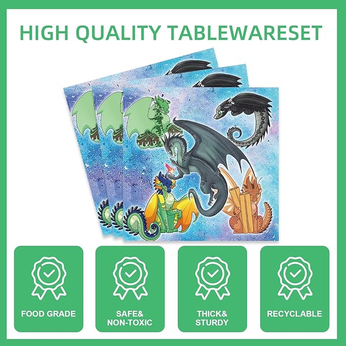 140Pcs Wings of Fire Parties,Party Tableware Disposable Dinnerware Plates Cups Napkins for Baby Shower Party Decoration Supplies,Serves 20 (Multicolor)