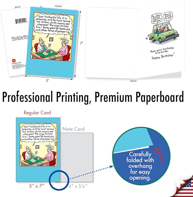 NobleWorks Funny Birthday Paper Card with 5 x 7 Inch Envelope (1 Card) Bday Going To Die C8547BDG-UA