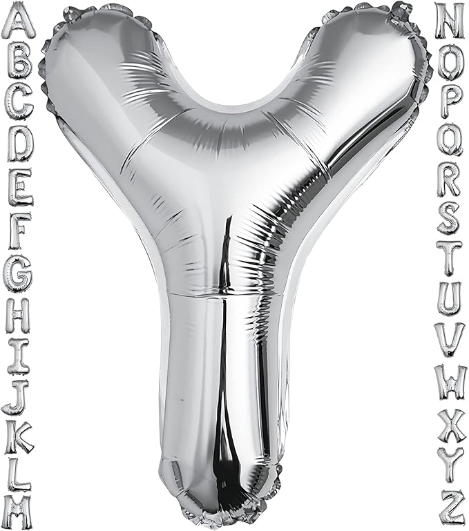 40 inch Silver Letter Y Balloon, Big Size Alphabet Foil Mylar Helium Balloons for Birthday Party Celebration Wedding Anniversary Baby Shower Decorations Supplies Alphabet Y