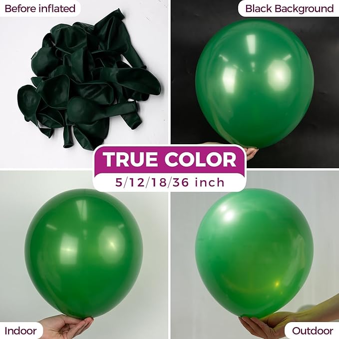 Bezente Dark Green Giant Balloons 36 Inch - 8 Pack Jumbo Green Balloons Large Round Emerald Green Latex Balloons for Bridal Shower Christmas St. Patrick's Day Jungle Safari Theme Party Decorations