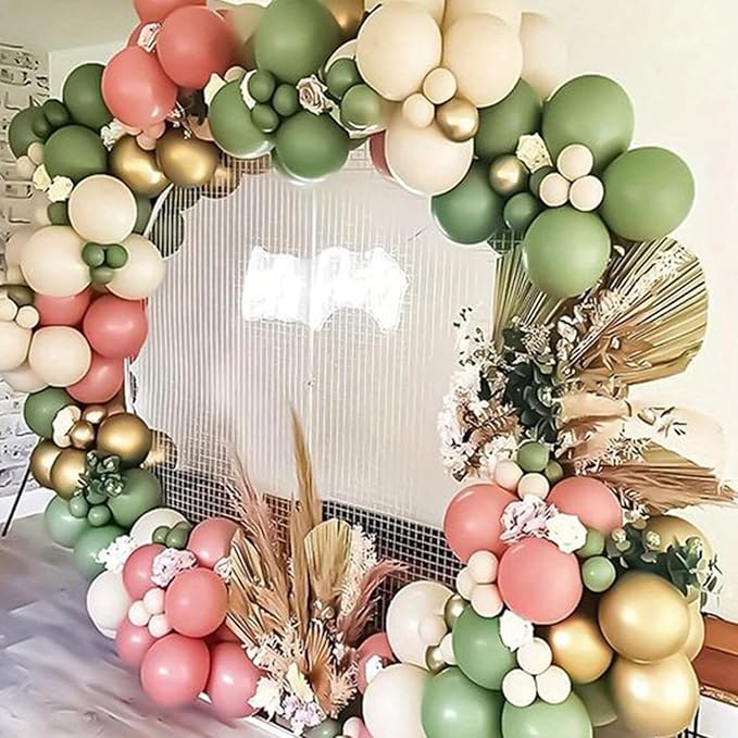 Nutcracker Christmas Fairy Balloon Garland Arch Kit, Sage Green and Pink Balloon, Green White Blush Pink Latex Balloons for Christmas Candyland Easter Floral Wedding Birthday Party Decor