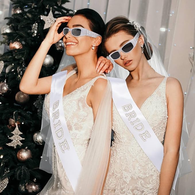Bride Sunglasses Bride Sash and Veil for Bachelorette Party Decorations Bachelorette Party Accessories Favors White