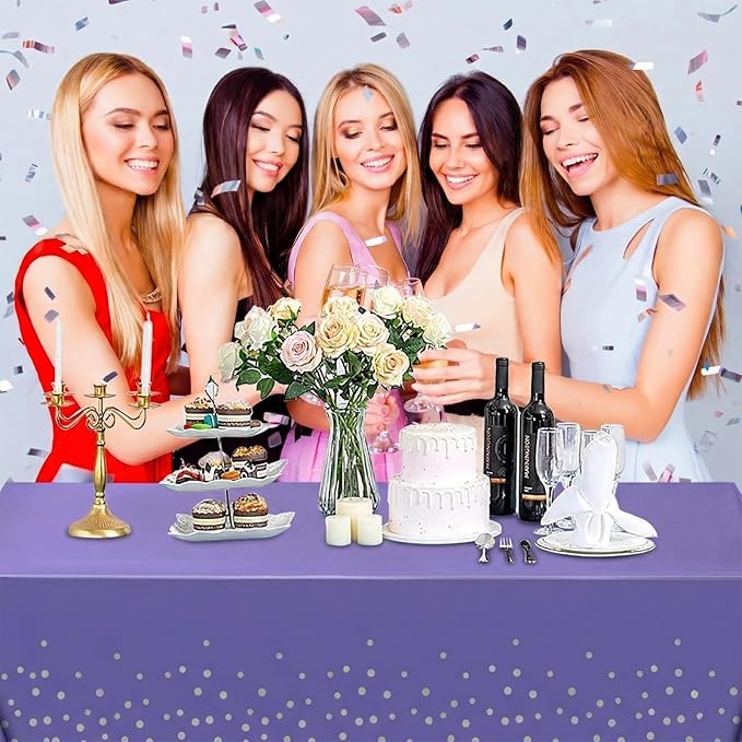 Purple Plastic Tablecloth, 4-Pack Disposable Table Cloth, 104x179 Inch, Suitable for Birthday, Graduation, Wedding, Banquet