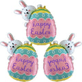 Bunny Eggs Balloons Easter Balloons Rabbit Egg Balloon for Easter Party Decorations Themed Party Bunny Birthday Party Decorations Decor Supplies Party Balloon Set 3pcs