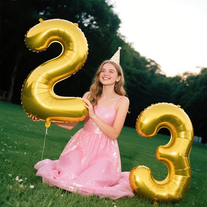 40 Inch Gold Balloon Number 23 Balloon,Jumbo Mylar Foil Helium Balloon for 23 Birthday Digital Balloons for Birthday Party,Wedding Anniversary Party Decorations