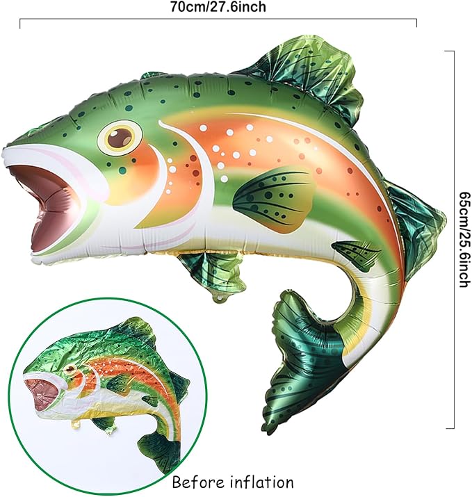 Fishing Birthday Party Decorations 155PCS Gone Fishing Balloon Arch Garland Kit with Inflatable Rainbow Trout Fish Balloon for Ofishally One Fish Themed Baby Shower Birthday Party Decoration