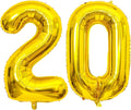 Large Gold 20 Number Balloons, 40 Inch Jumbo Number 20 Balloon, Gold Foil Mylar Balloons for Girl Sweet 20th Birthday Party, Anniversary Decorations