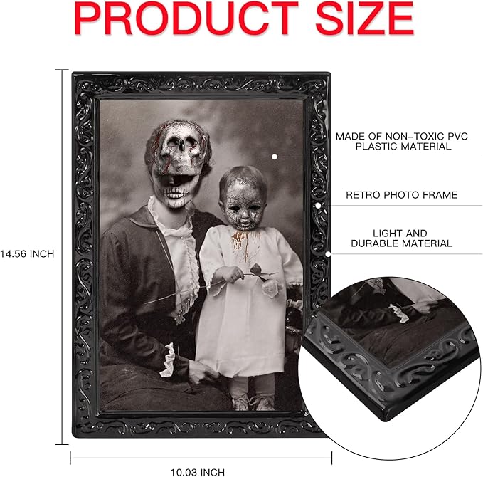 Scary Halloween Decorations Indoor Wall Decor, 6Pack 3D Changing Face Moving Picture Frames Portrait, Gothic Horror Poster Castle Haunted House Mansion Decor Decoration Party Supplies