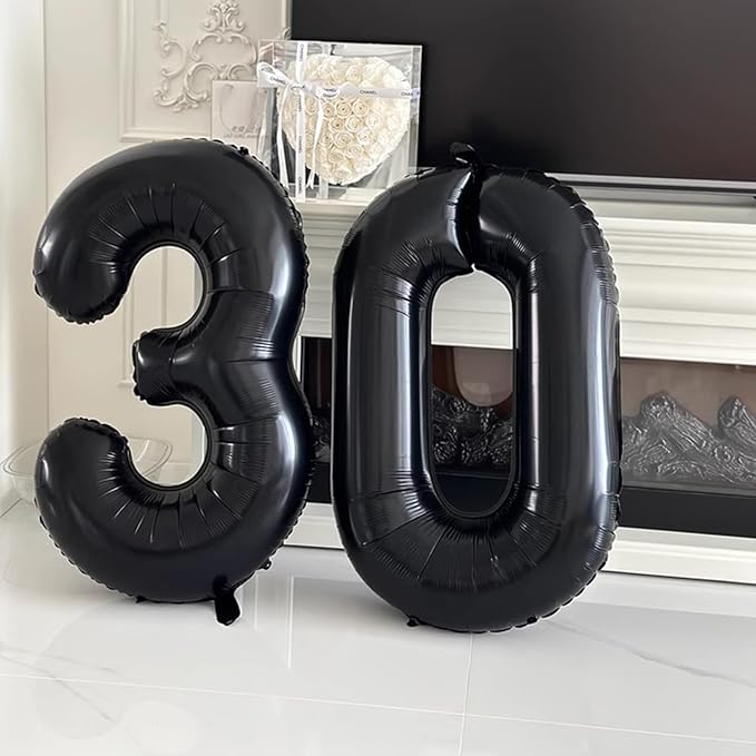 40 Inch Black Number 30 Digital Balloon,Jumbo Mylar Foil Helium Balloon for 30 Balloons for Birthday Party,Wedding Anniversary Party Decorations