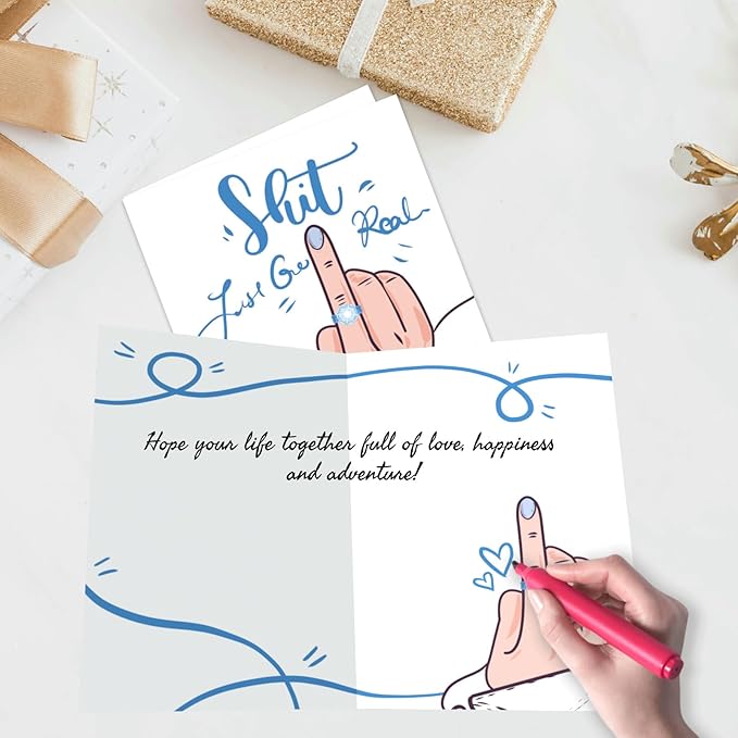 Wedding Card - Funny Engagement Congratulation Card - Bridal Shower Cards - Humor Wedding Congratulations Cards For Bride and Broom