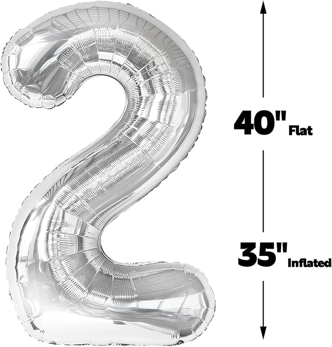 Silver Number 27 Birthday Balloon 40 Inch, Digital Balloons for 27 72 Party Celebration Decorations Supplies, Mylar Foil Numbers Balloon for 27 Wedding Anniversary