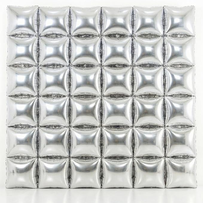 36PCS Square Foil Balloon Wall Backdrop,19 inch Double-Sided Metallic Balloons for Party,Wedding,Anniversary,Birthday,Graduation,Halloween,Shiny Balloon Decor (Sliver)