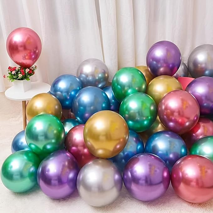 105pcs Metallic Balloons 12inch Chrome Party Balloons for Boys Girls Birthday Baby Shower Gender Reveal Wedding Decorations