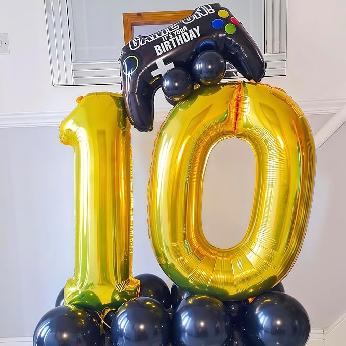 Gold 4 Balloon Number,40 Inch Number 4 Balloon Large Gold 4 Foil Mylar Helium Balloon for Birthday Party Decorations