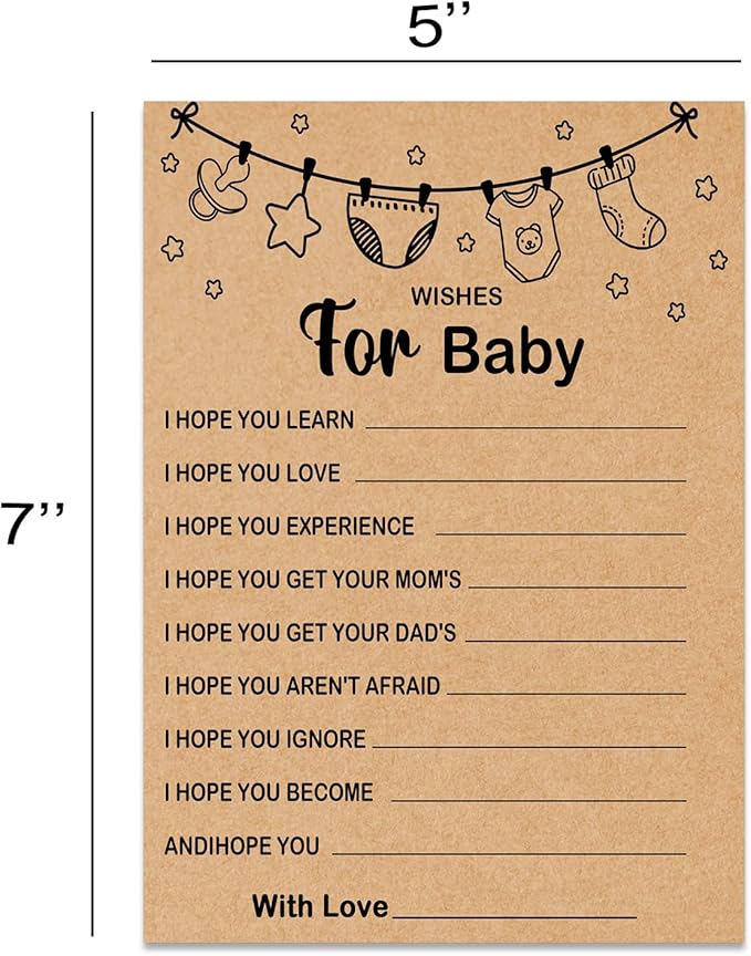 Baby Shower Game, Wishes for Baby, Baby Shower Ideas, Party Activities Ideas Supplies, Baby Shower Party Games Supplies & Activities, 30 Game Cards Included, Kraft