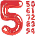 Red 5 Balloon, Number Balloon 40 Inch for Red Party Supplies, 5th Birthday Balloon Decorations, 5 Number Balloons, Number 5 Balloon