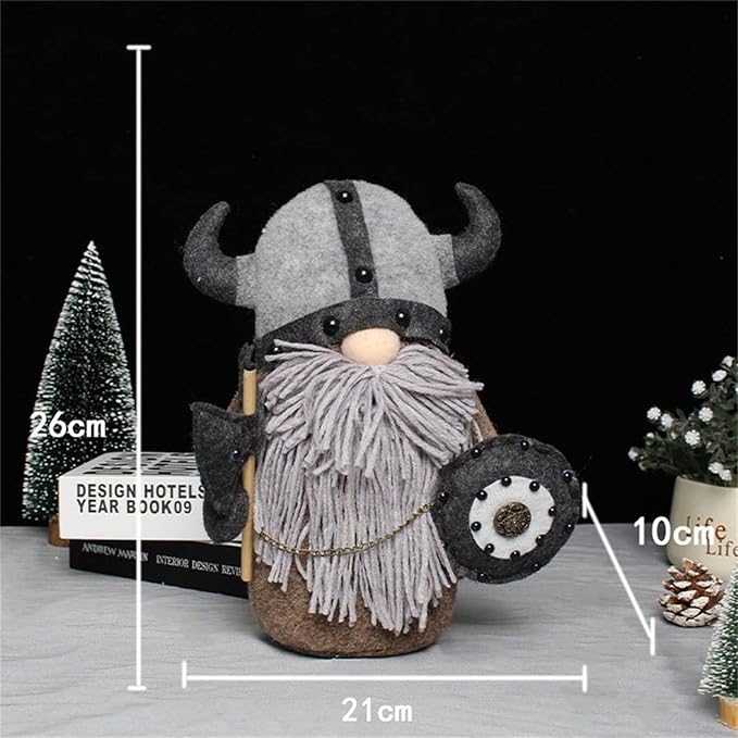Halloween Special - Viking Warrior Gnome Doll, Fall Farmhouse Gnome Plush Decor Indoor, Nordic Gnomes Decorations for Home, Handcrafed Cute Scandinavian Style Gnomes for Kitchen Table Ornaments (B)