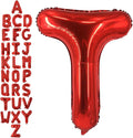 40 Inch Red Letter T Balloons, DIY Phrase Foil Alphabet Letter T Balloons DIY Word T Banner for Birthday Anniversary Celebration Graduation Party Supplies Decoration