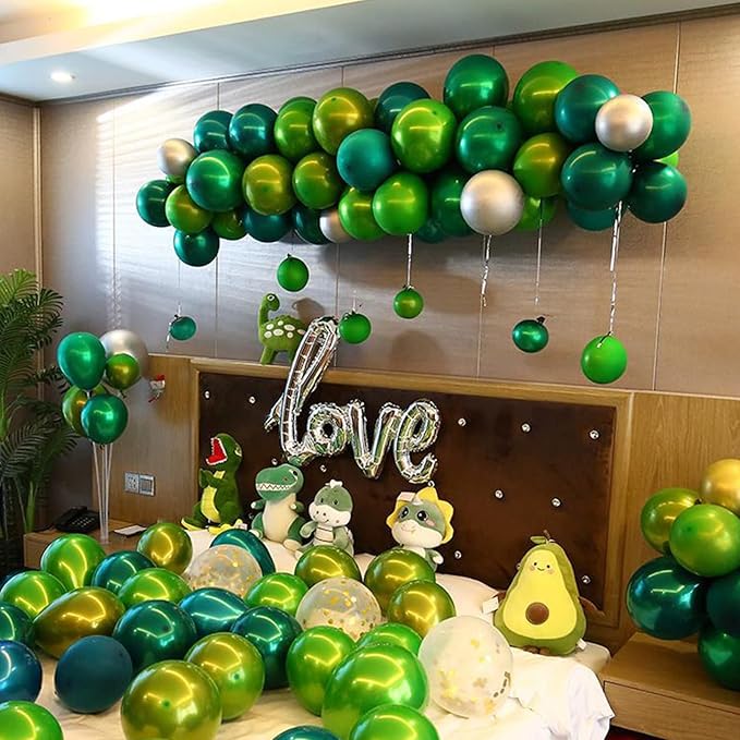 Chrome Green Balloons 12 Inch, Double Stuffed Metallic Light Green Balloons, Shiny Thick Chrome Metallic Balloon Latex Helium Balloon for Birthday Wedding Party Decoration Supplies