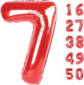 Red Number 7 Balloons, Balloon 40 Inch, Big Large Foil Helium Number Balloons, Jumbo Giant Mylar Number 7 Balloons for 7 17 27 37 Year Old Birthday Red Party Decorations Supplies Anniversary