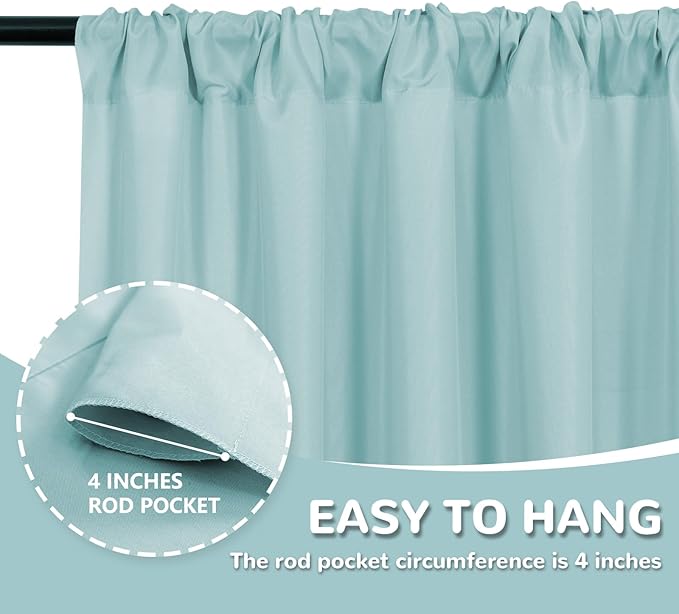 MEETSKY Light Green Backdrop for Parties Wedding Cyan Backdrop Curtains Rod Pocket Drapes Fabric Decoration for Grils Birthday Backdrops Party Baby Shower Photoshoot,5ft x 10ft,2 Panels