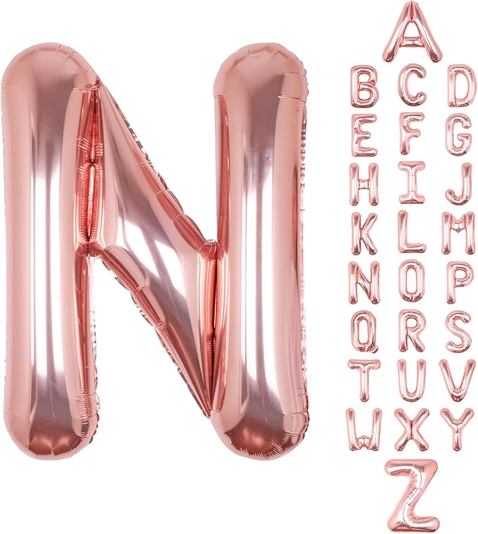 Letter Balloons 40Inch Large Giant big Foil Mylar Rose Gold Balloons N for Birthday Party Decorations