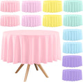 12 Pack Round Disposable Tablecloths, Plastic Pastel Table Cover for Birthday Wedding Baby Shower Party Decoration,6 Color, 84 Inch