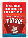 NobleWorks - 1 Funny Happy Birthday Notecard - Humor Greeting Card with Envelope - Fat Lady C3226BDG