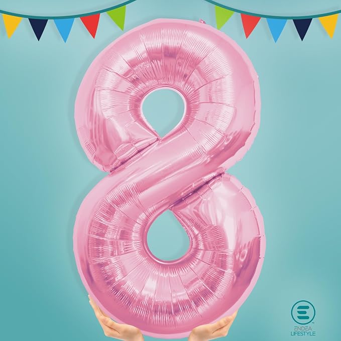 40 Inch Large Pink Number Celebration and Decoration Balloon for Birthday Parties, Graduations, Anniversaries, Weddings, Photo Shoots, Special Events - Helium Foil Mylar (Pink Number 8)
