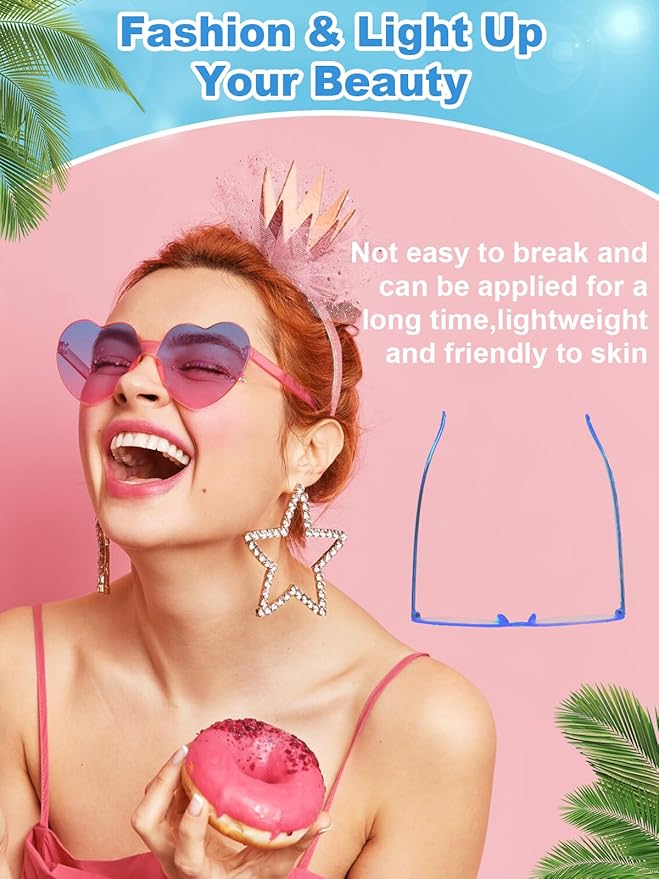12 Pairs Heart Shaped Sunglasses for Women Colorful Glasses Fun Trendy Transparent Heart Sunglasses Party Favor