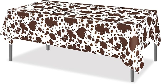 3 Pcs Cow Print Party Tablecloth, Cow Print Tablecovers Farm Animal Birthday Party Decorations Black and White Cows Prints Rectangle Disposable Plastic Table Covers,54 x 87In