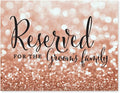 Andaz Press Wedding Party Signs, Glitzy Rose Gold Glitter, 8.5x11-inch, Reserved for the Groom's Family, 1-Pack, Bokeh Colored Party Supplies