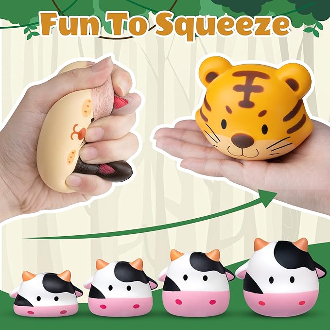 Party Favors for Kids 6PCS Large Animal Squishy Toys, Stress Balls Goodie Bag Stuffers, Pinata Stuffers,Birthday Gifts for Boys & Girls,Treasure Chest Prizes,Classroom Prizes for Kids