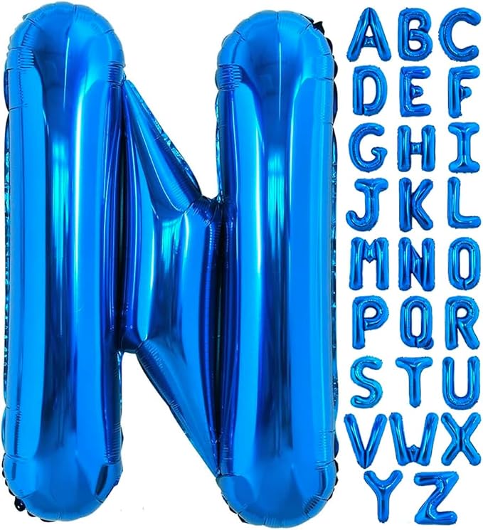 40 Inch Blue Letter N Balloons Alphabet N Letter Balloons Foil Mylar Big Letter Balloons for Birthday Party Anniversary New Year Graduation Wedding Decorations