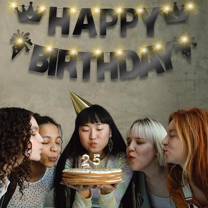 129Pcs Glitter Customizable Banner Kit DIY Custom Letter DIY Happy Birthday Letters 0-9 Numbers Anniversary Personalized Banner Decor For Wedding Birthday Party Decoration Supplies(Shiny Black)