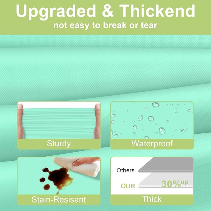 QIKSION Fresh Mint Plastic Table Cloth Disposable 6 Pack, 54 x 108 Inch Tablecloths for Party, Birthday, Rectangle Table Cover