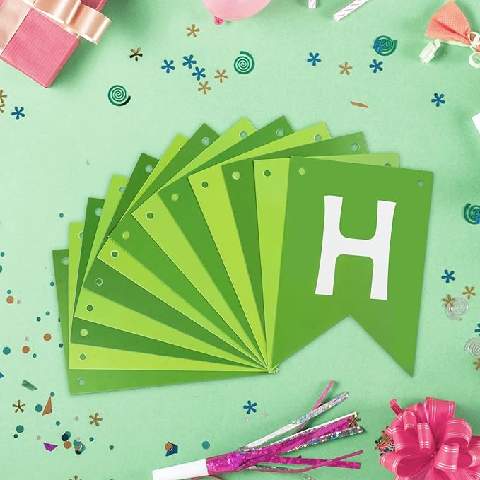 Green Happy Birthday Banner Sign Green Bunting Banner Garland for Kids Girls Baby 1st Tea Party Decorations Bunting Flag Party Supplies