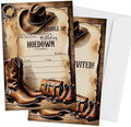 Western Hoedown Birthday Invitations, Retro West Boots Birthday Invitation with Envelopes for West Lovers, 20 Double-Sided Fill In Invitations with Envelopes, Birthday Party Favor & Supplies