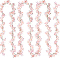 Sggvecsy Cherry Blossom Garland Artificial Cherry Flower Vines 4 Pack Hanging Silk Flowers Garland for Home Wedding Garden Party Arch Office Decor (Pink)
