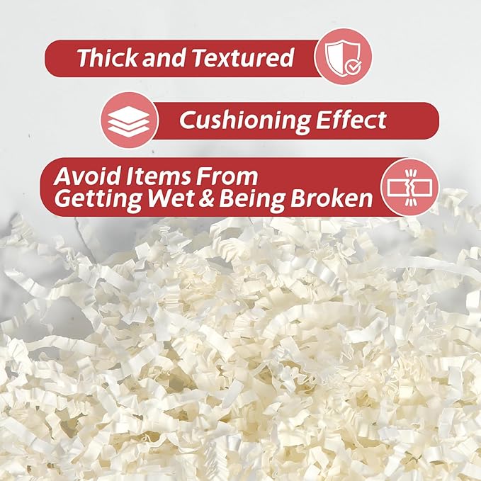 Ehpiern Crinkle Paper Filler, 1LB Crinkle Cut Shredded Paper Gift Boxers Filler Stuffing Decoration for Valentine's Day Holiday Party Birthday Wedding & Anniversaries (White)
