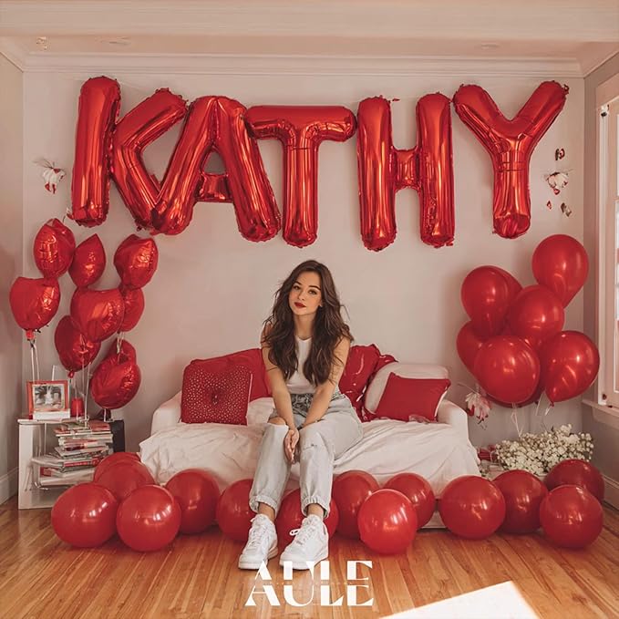 AULE red Letter Balloons X 40Inch Large Giant big Foil Mylar red X Balloon for Birthday Aniversary Party Decorations