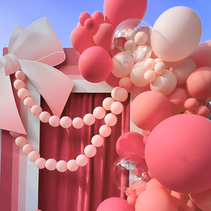 105pcs Retro Hot Pink Balloons 12inch Party Latex Balloons for Boys Girls Birthday Baby Shower Gender Reveal Wedding Sunflower Party Decorations