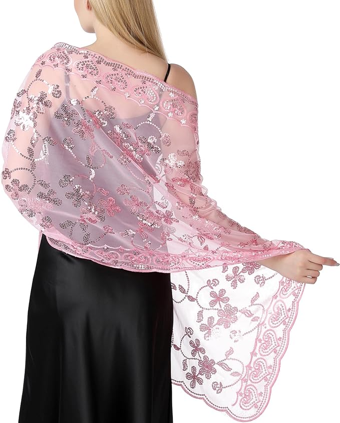Gossifan Shawls and Wraps for Evening Dresses Sheer Women Elegant Glitter Shawls Soft Sparkly Wedding Bridal Scarf