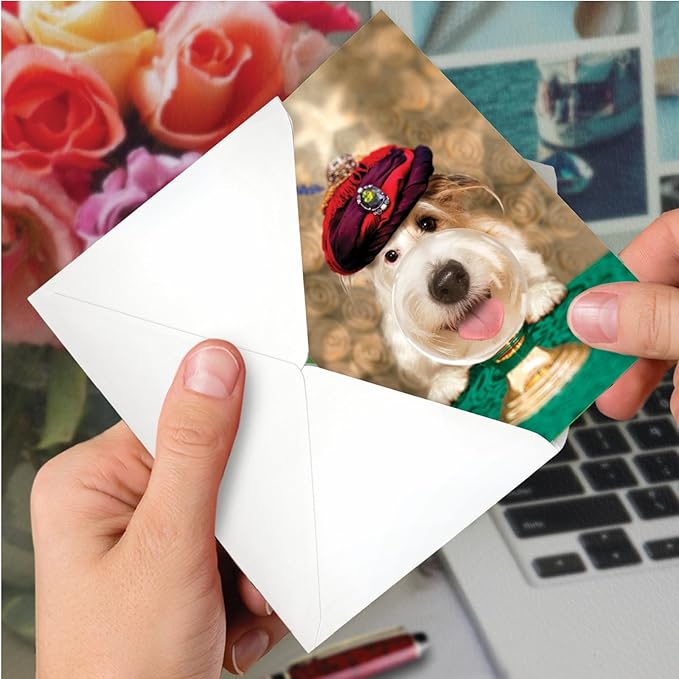 NobleWorks - 1 Happy Birthday Card with Funny Animals - Wildlife and Pet Humor, Fun Birthday Celebration Notecard - Dog Psychic C3210BDG