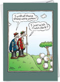 NobleWorks - 1 Awesome Birthday Greeting Card - Cartoon Art, Happy Funny Bday Note - Wish Sheep Were Women 8540